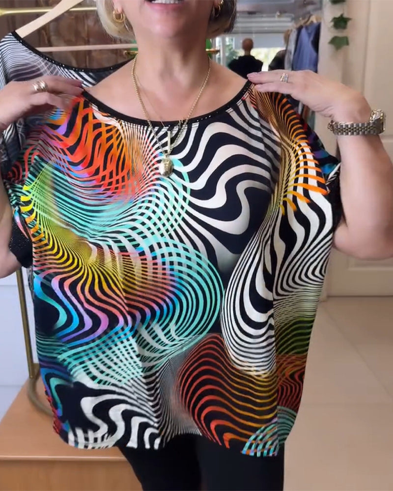 T-Shirt mit Rundhalsausschnitt und lockerem Print