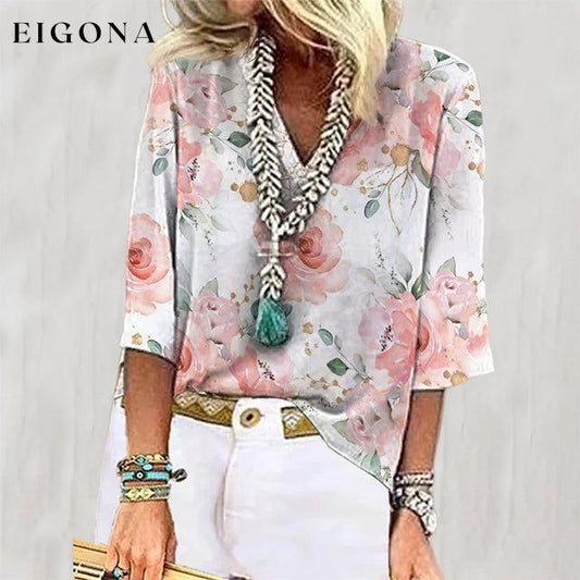 Floral Print Casual Blouse Pink best Best Sellings clothes Plus Size Sale tops Topseller
