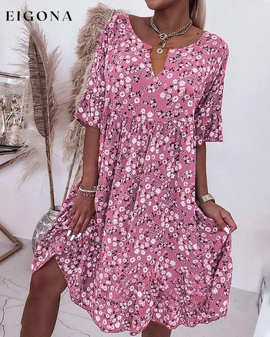 Half Sleeve Dress in Floral Print Pink 23BF Casual Dresses Clothes Dresses Spring Summer