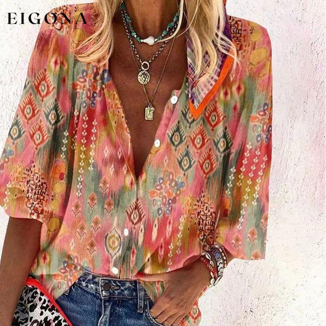 Casual Ethnic Print Blouse best Best Sellings clothes Plus Size Sale tops Topseller