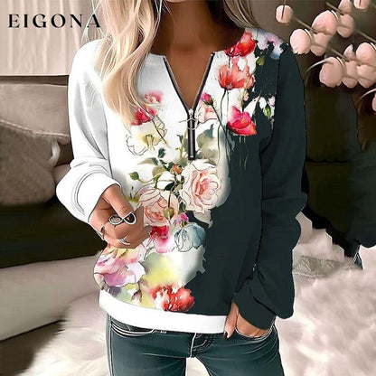Casual Floral Print Sweatshirt Multicolor best Best Sellings clothes Plus Size Sale tops Topseller