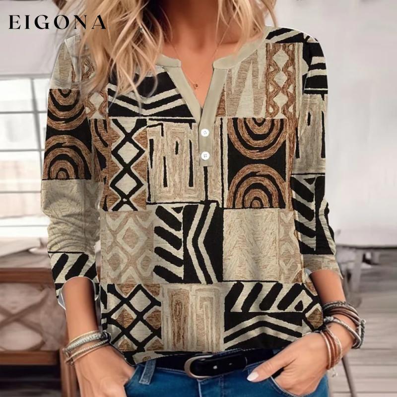 Vintage Abstract Print Blouse Multicolor best Best Sellings clothes Plus Size Sale tops Topseller