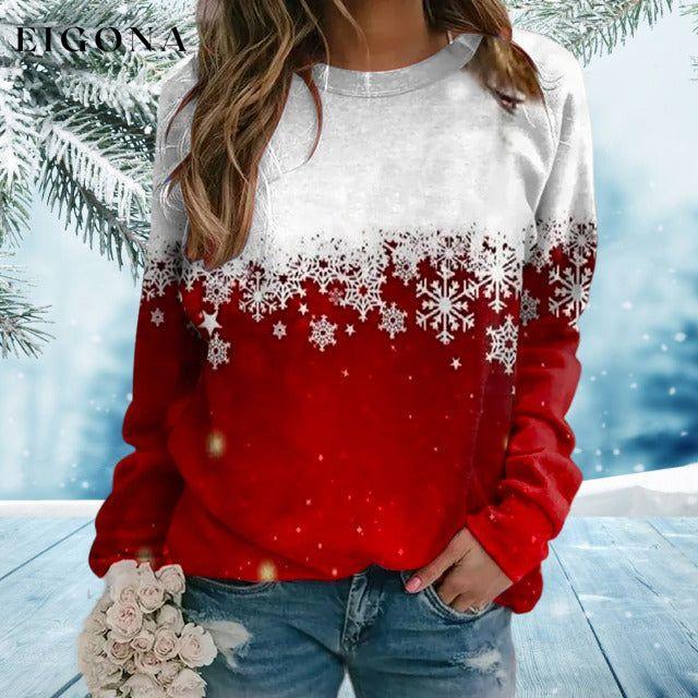Casual Christmas Sweatshirt Red best Best Sellings clothes Plus Size Sale tops Topseller