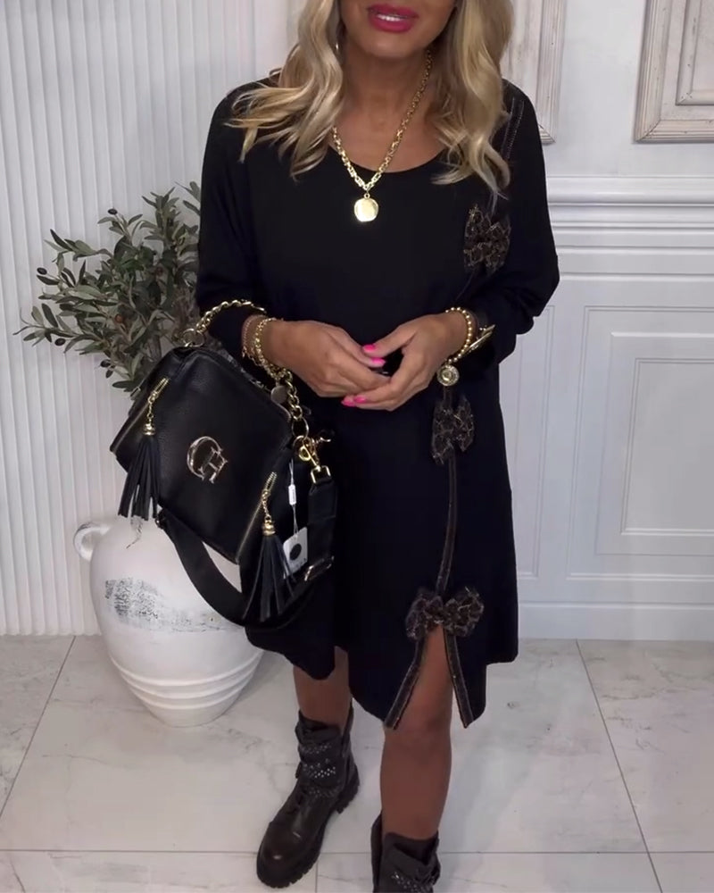 Fashion Solid Color Bow Design Dress