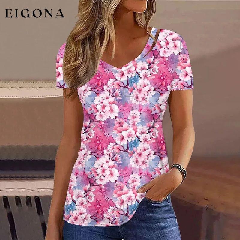 Casual Floral T-Shirt Pink best Best Sellings clothes Plus Size Sale tops Topseller