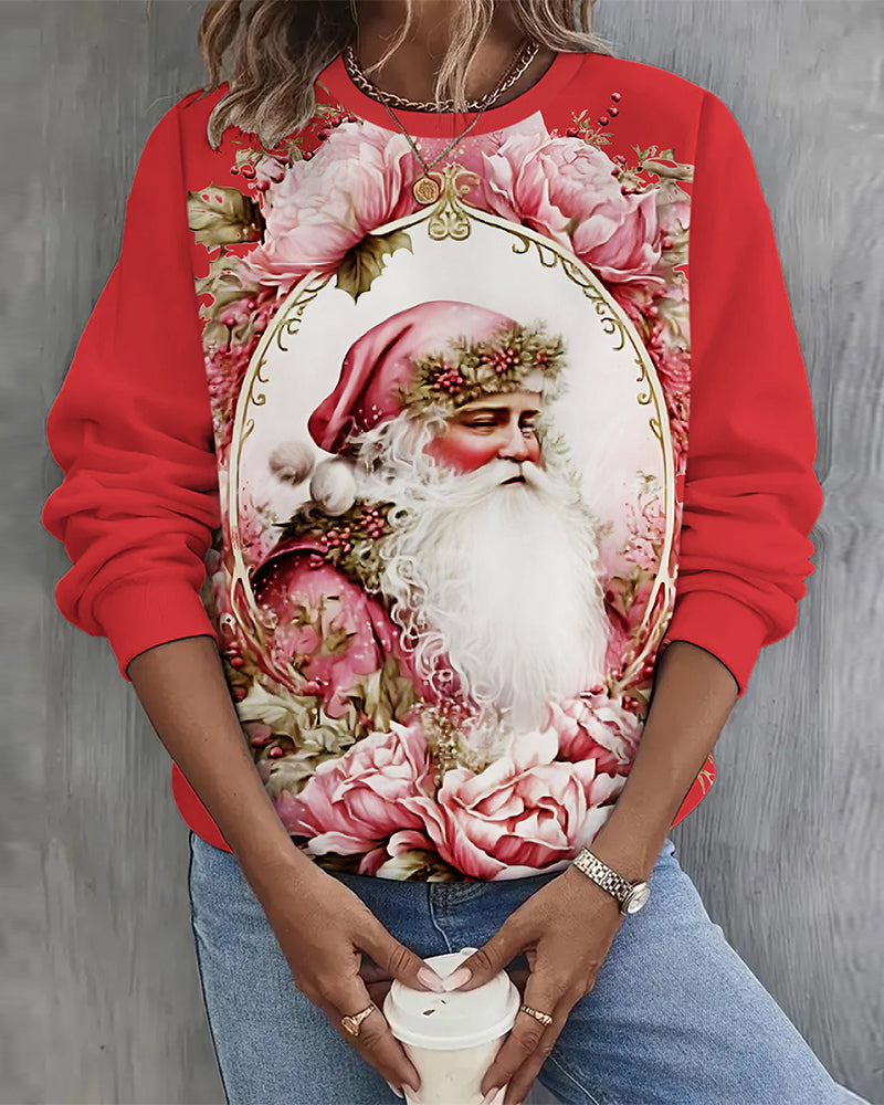 Santa printed casual sweatshirt 2024 f/w christmas sweatshirts