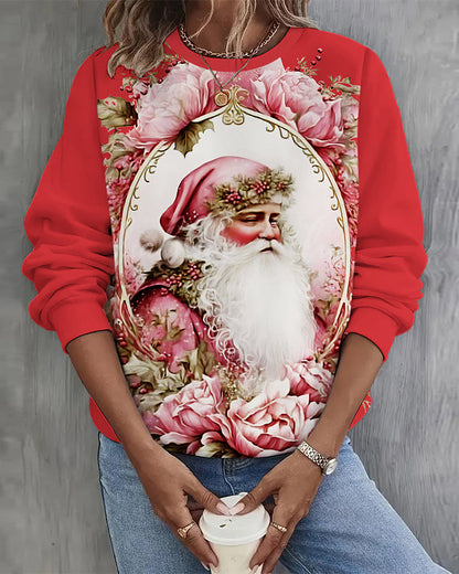 Santa printed casual sweatshirt 2024 f/w christmas sweatshirts