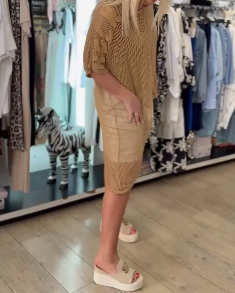 Pullover mit unregelmäßigen, einfarbigen Halbarm