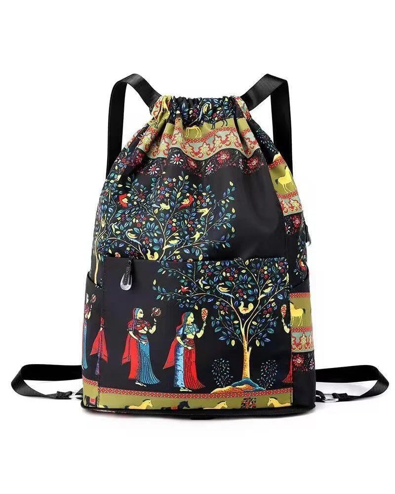 Ethnic style drawstring shoulder bag bags