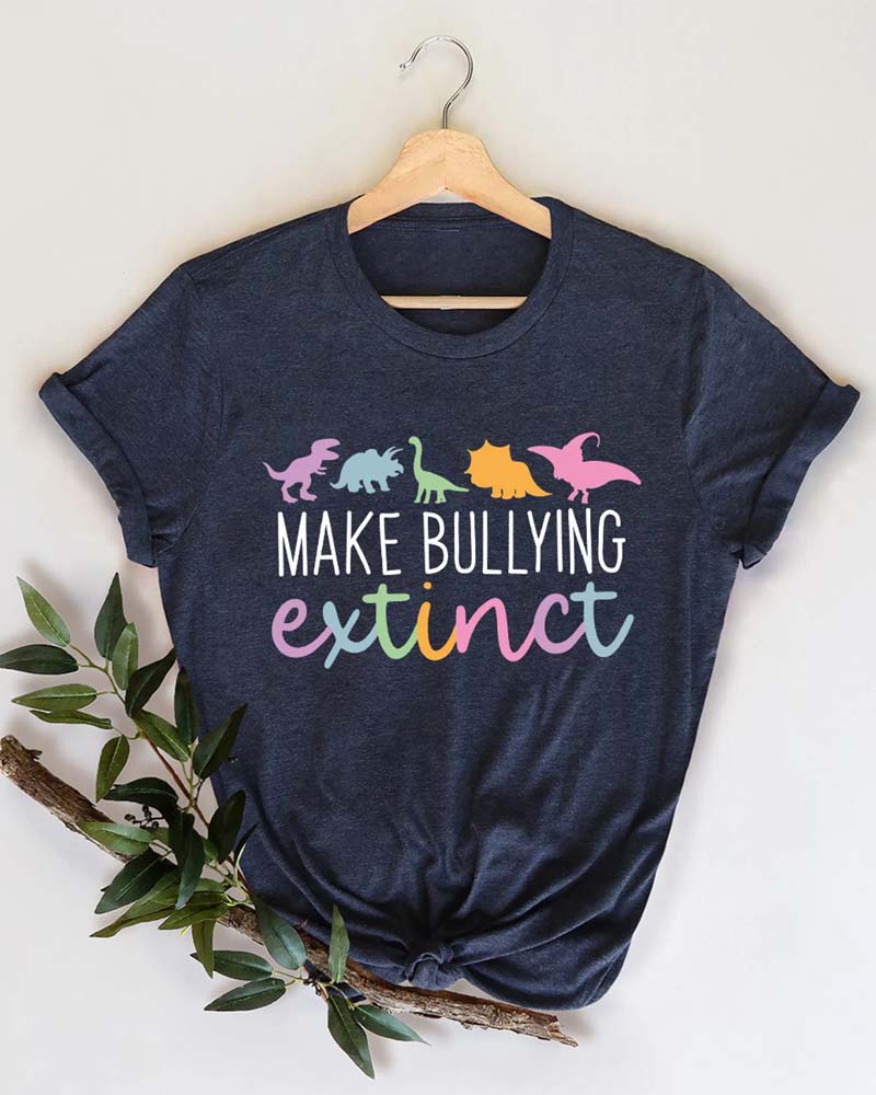 Casual Colorful Dinosaur Print Anti-Bullying T-Shirt 2024 f/w Anti Bullying spring summer t-shirts