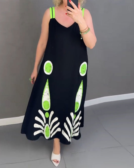 Bedrucktes Kleid mit lockeren Trägern