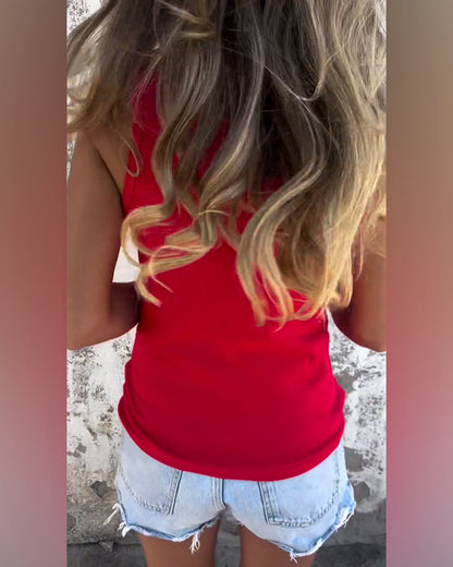 Crew Neck Hollow Tank Top