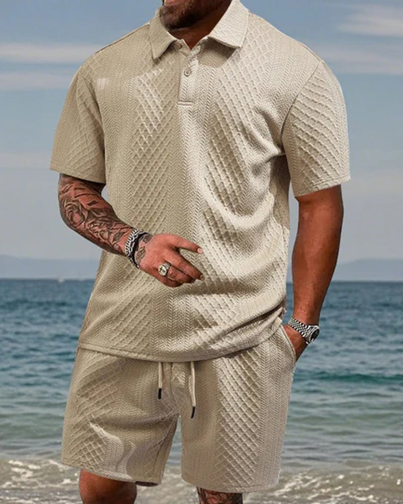 Men's Collared Short-Sleeve 2-Piece Set
