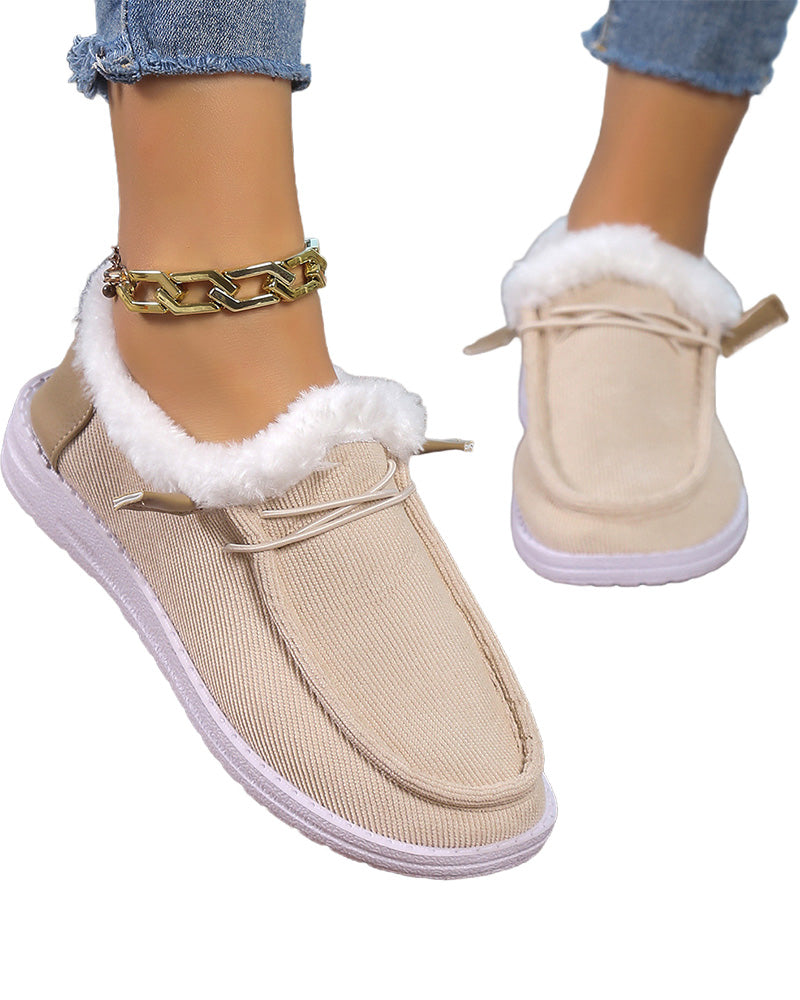 Solid color thick warm cotton shoes 2024 f/w flats