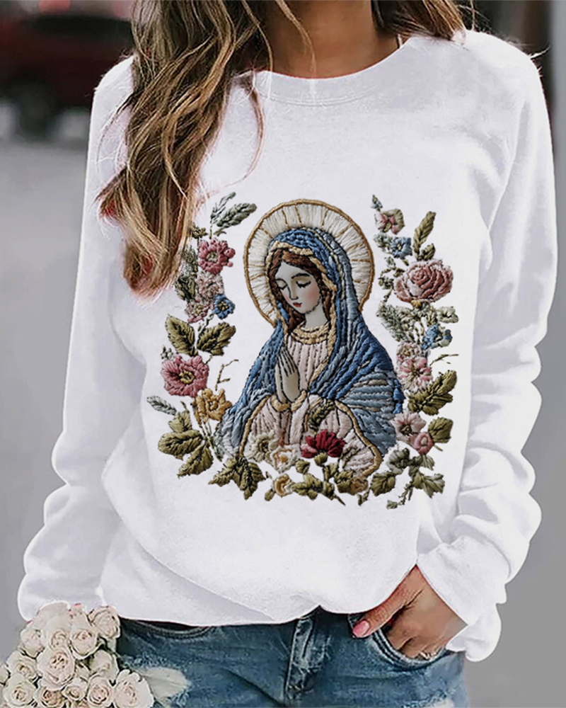 Character floral print crew neck sweatshirt 2024 f/w sweatshirts thanksgiving