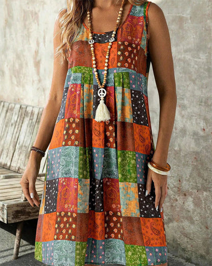 Sleeveless colorful square dress casual dresses summer