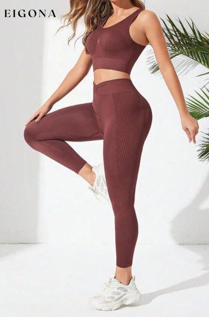 Ribbed Tank and Active Leggings Set clothes Q&S Ship From Overseas