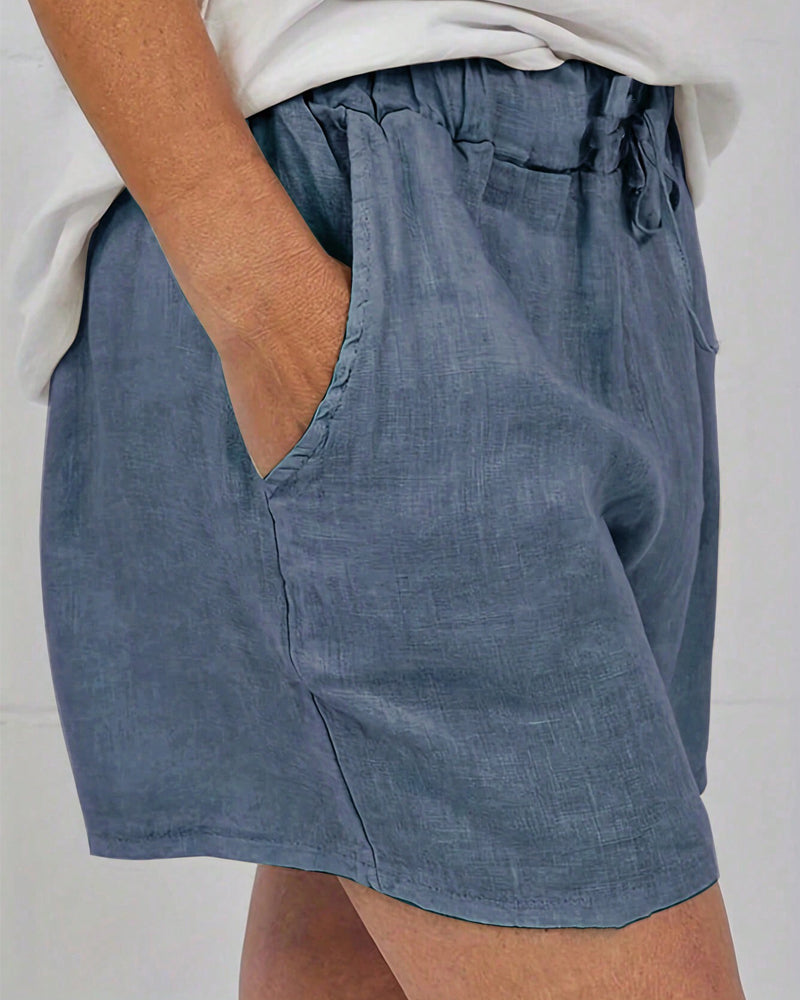 Einfarbige, einfache Shorts mit Kordelzug