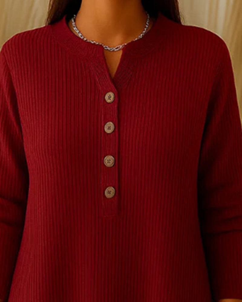 Long-Sleeved Loose-Fitting Ribbed Dress