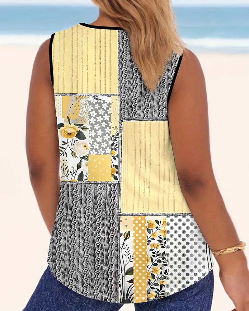 Tanktop mit U-Ausschnitt und Blumenmuster