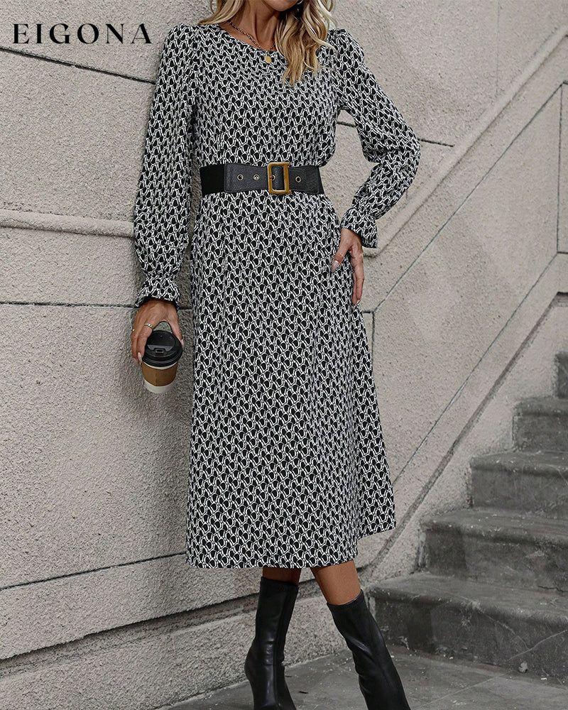 Printed Round Neck Casual Dress 2023 f/w 23BF casual dresses Clothes Dresses spring