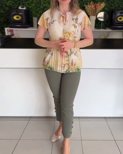 Bedruckte, stilvolle Bluse