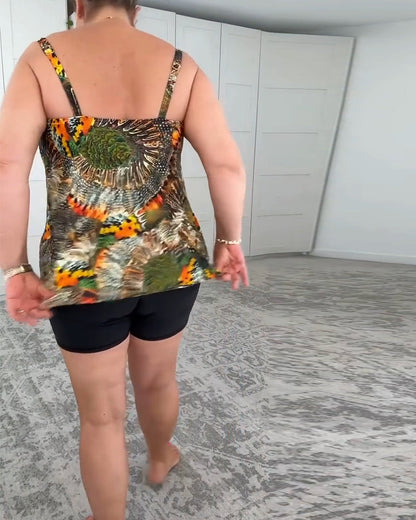 Zweiteiliger bedruckter Boxer-Badeanzug