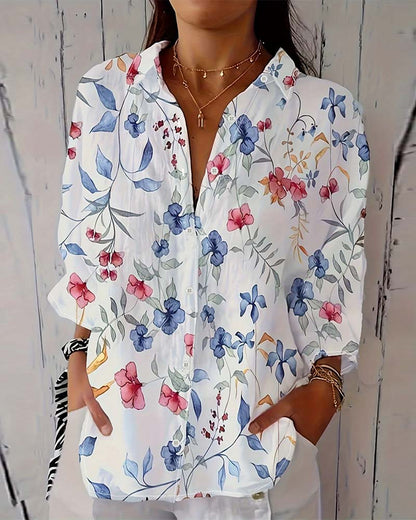 Blusa con stampa floreale botanica