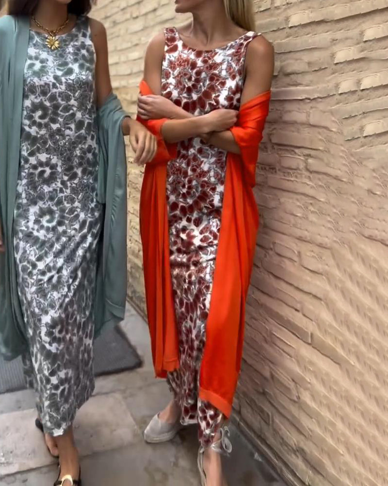 Elegant todelt dress med vintagetrykk