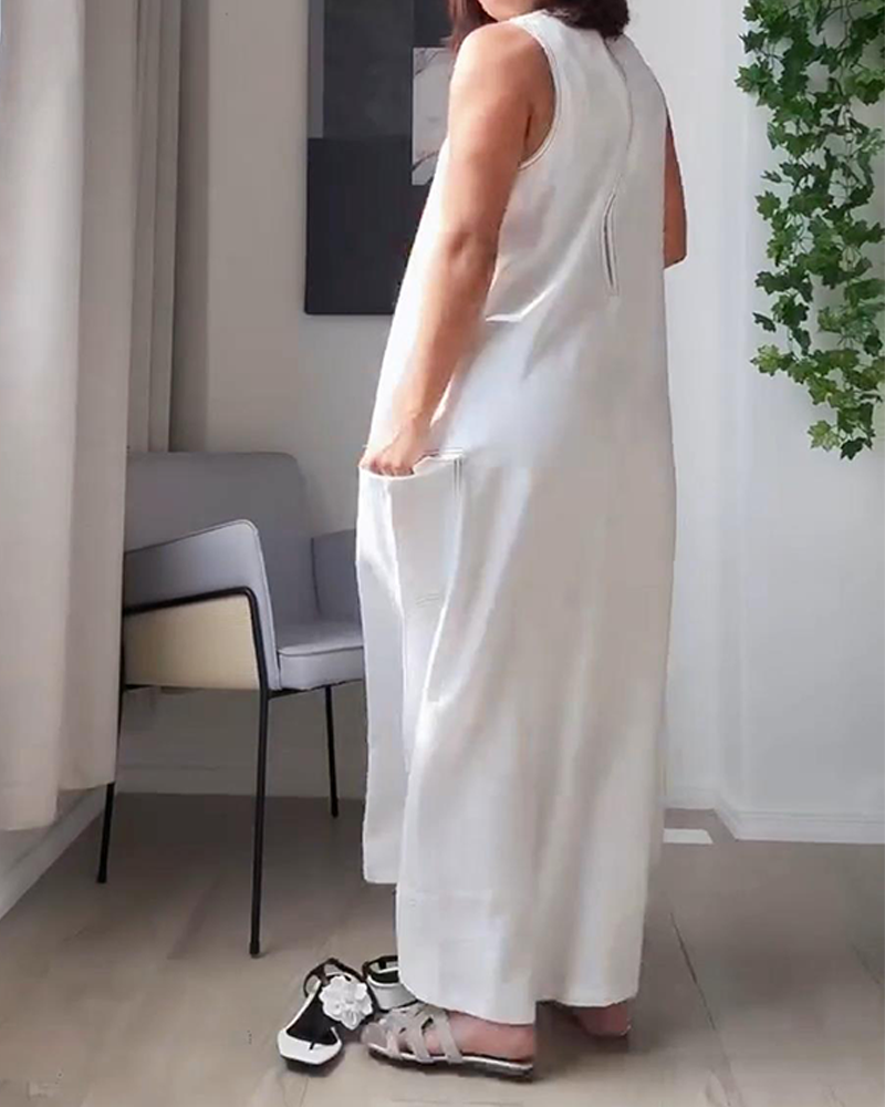 Sleeveless V-Neck Casual Dress