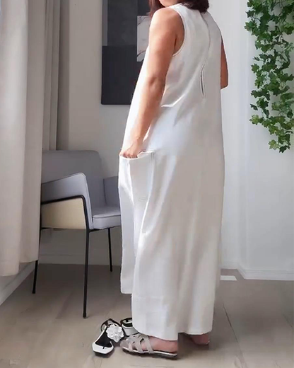 Sleeveless V-Neck Casual Dress