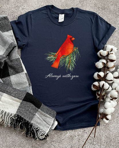 Always With You Cardinal bird print casual T-shirt 2024 f/w cute animals summer t-shirts