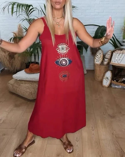 Bedrucktes ärmelloses Kleid