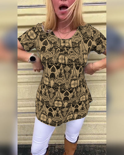 Lässiges Retro-T-Shirt mit Rundhalsausschnitt und Aufdruck