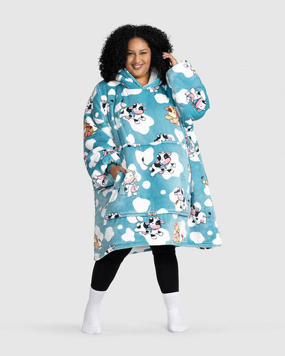 Cute Cow Loose Blanket Hoodie 2024 f/w Blanket Hoodies