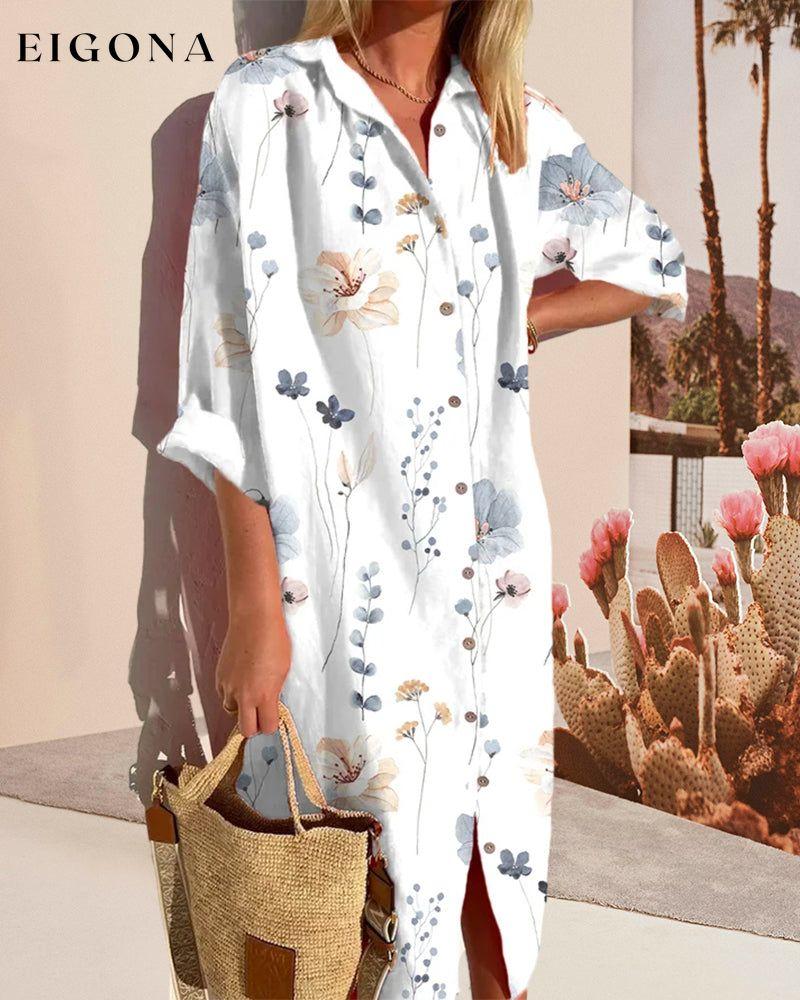 Printed 3/4 sleeve shirt dress 23BF Casual Dresses Clothes Dresses Spring Summer