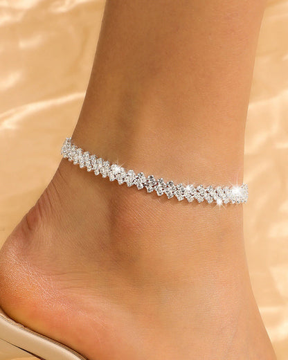 Irregular rhombus rhinestone anklet