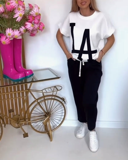 Lässiges Sport-Set mit Buchstabendruck