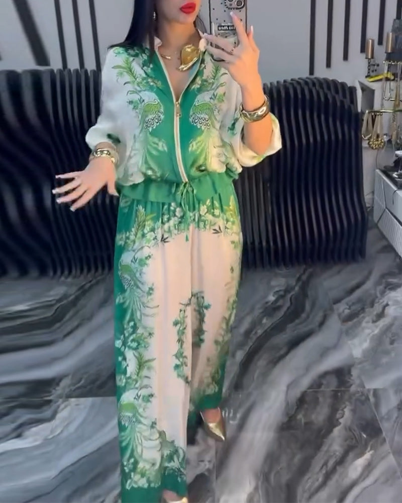 Abito a gamba larga con cerniera e colletto rialzato