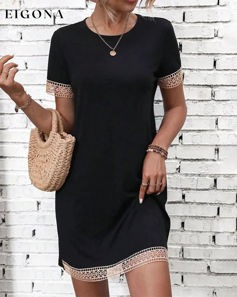 Short sleeve panel lace dress 23BF Casual Dresses Clothes Dresses Summer
