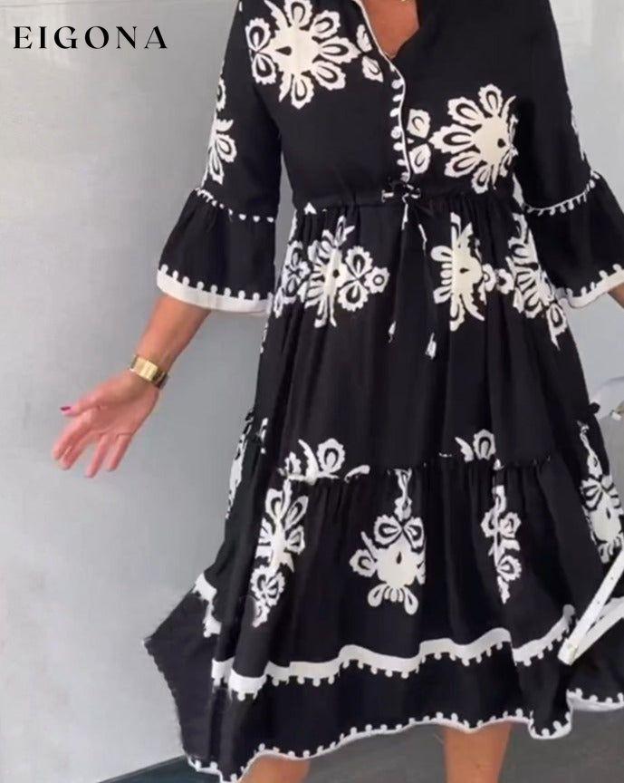 3/4 Sleeve Floral Print Dress 23BF Casual Dresses Clothes discount Dresses Spring Summer
