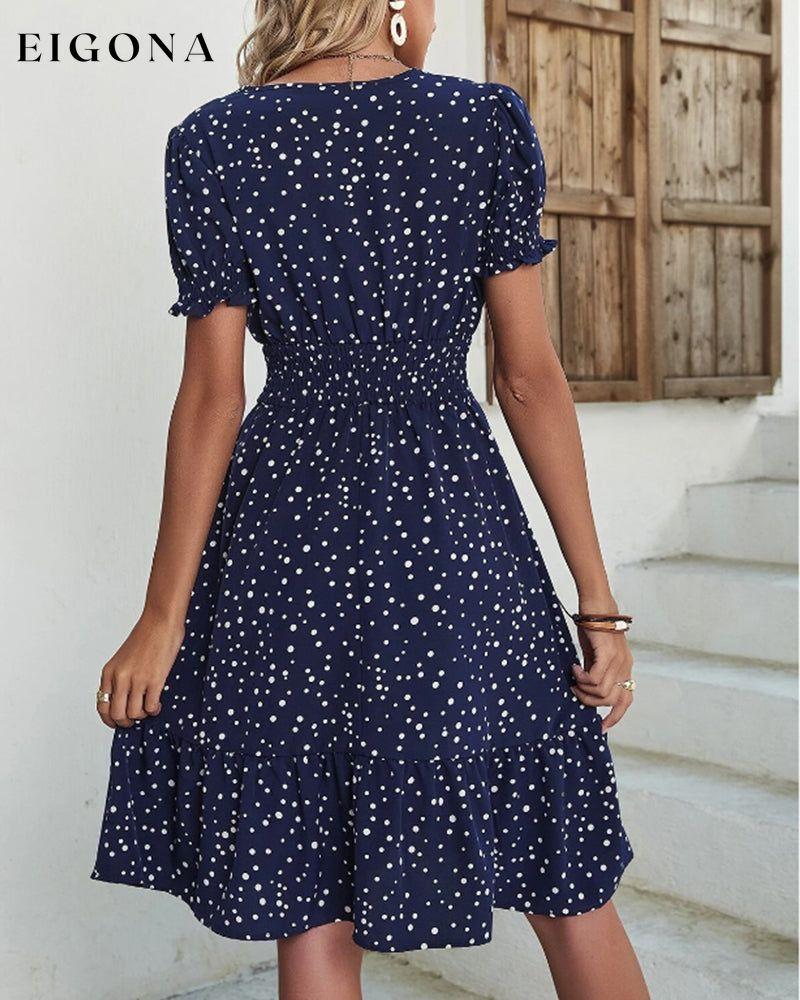 Polka dot print short sleeve dress 23BF Casual Dresses Clothes Dresses Spring Summer