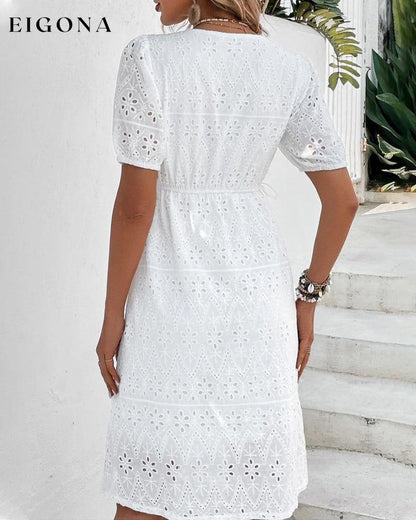 Embroidery Short Sleeve Dress 23BF Casual Dresses Clothes Dresses Spring Summer