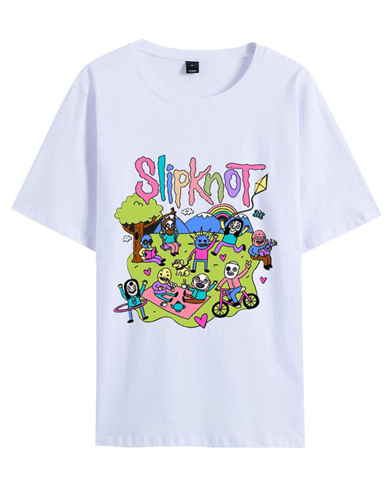 Slipknot Happy Times Printed T-Shirt Cotton and Linen Spring Summer T-SHIRTS