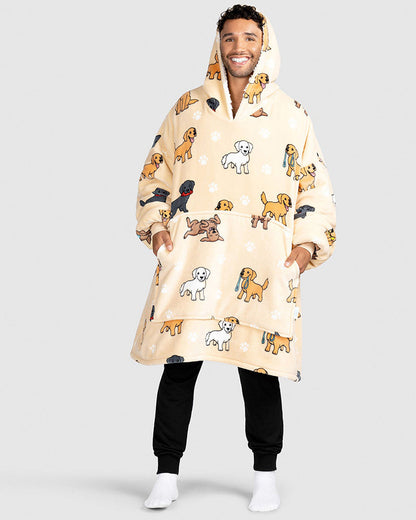 Fun Puppy Print Casual Blanket Hoodie 2024 f/w Blanket Hoodies