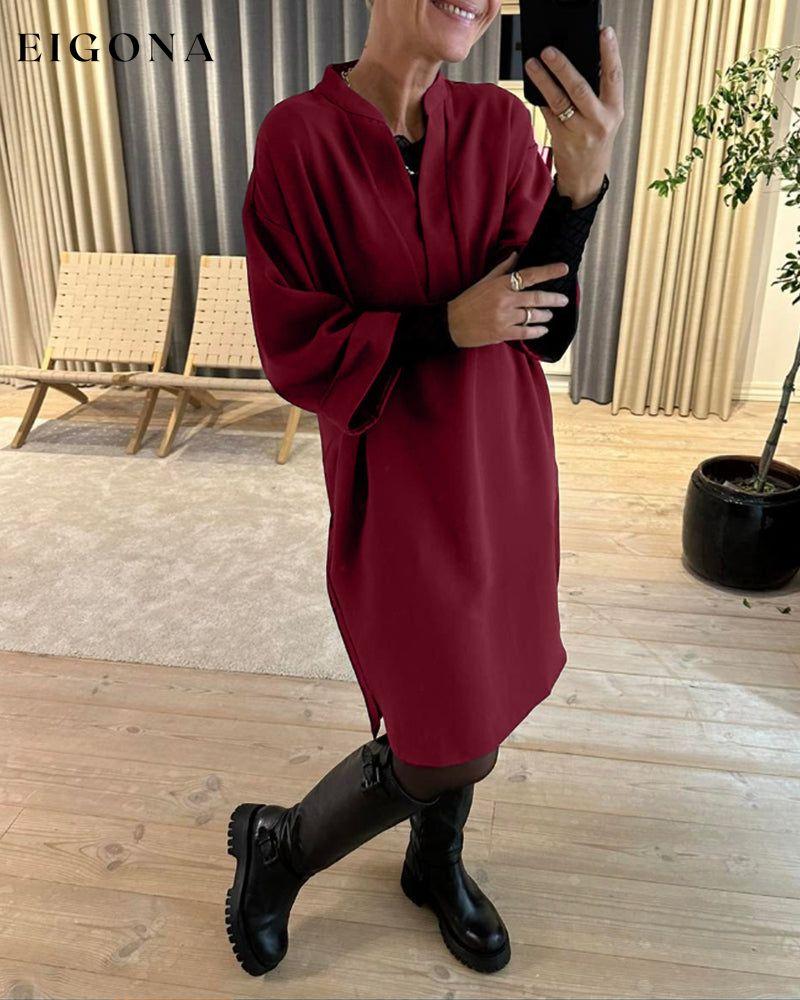 V-neck pocket Shift Solid Color dress 2023 f/w 23BF casual dresses Clothes Dresses spring