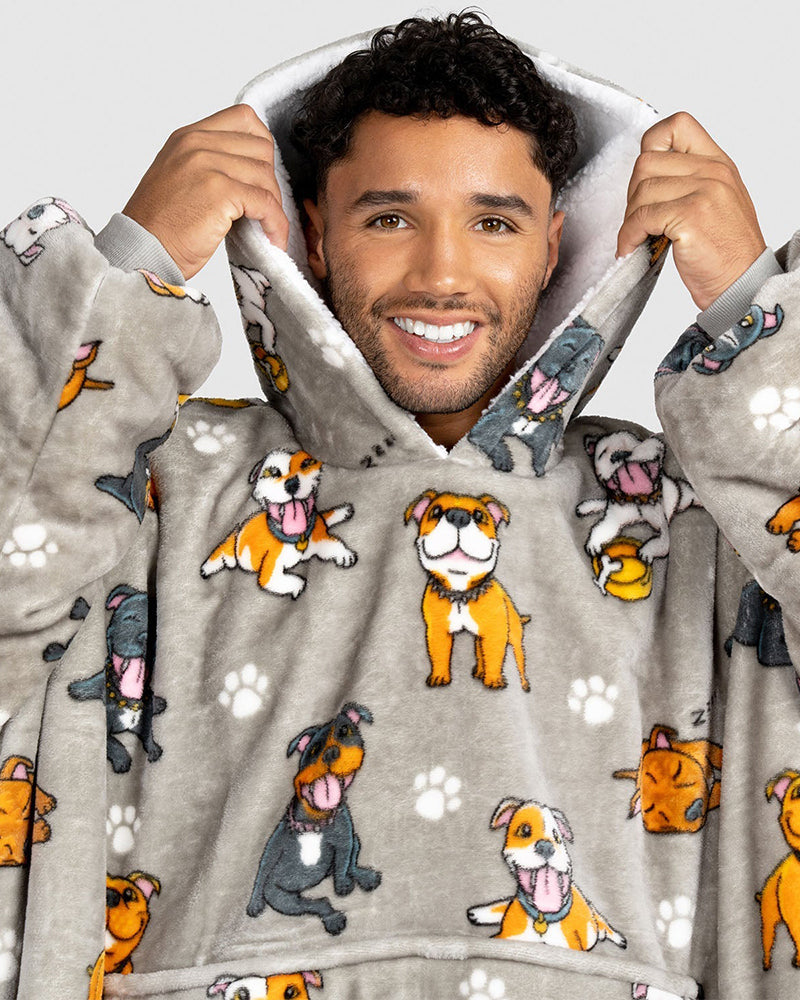 Staffy Printed Loose Blanket Hoodie 2024 f/w Blanket Hoodies