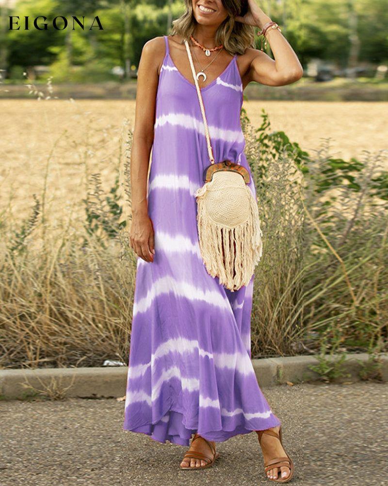 Striped print slip dress Purple 23BF Casual Dresses Clothes Dresses Spring Summer