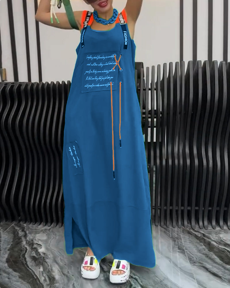 Ärmelloses Kleid mit personalisiertem Buchstabendruck