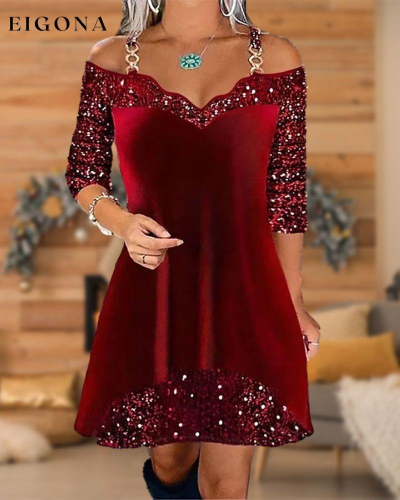 Off-the-shoulder sequin dress 2023 F/W 23BF Clothes Dresses Evening Dresses Party Dresses